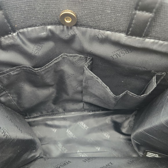 Versace Fragrances Canvas Bag Black Gold Travel Purse Handbag Shoulder Tote - Picture 10 of 10